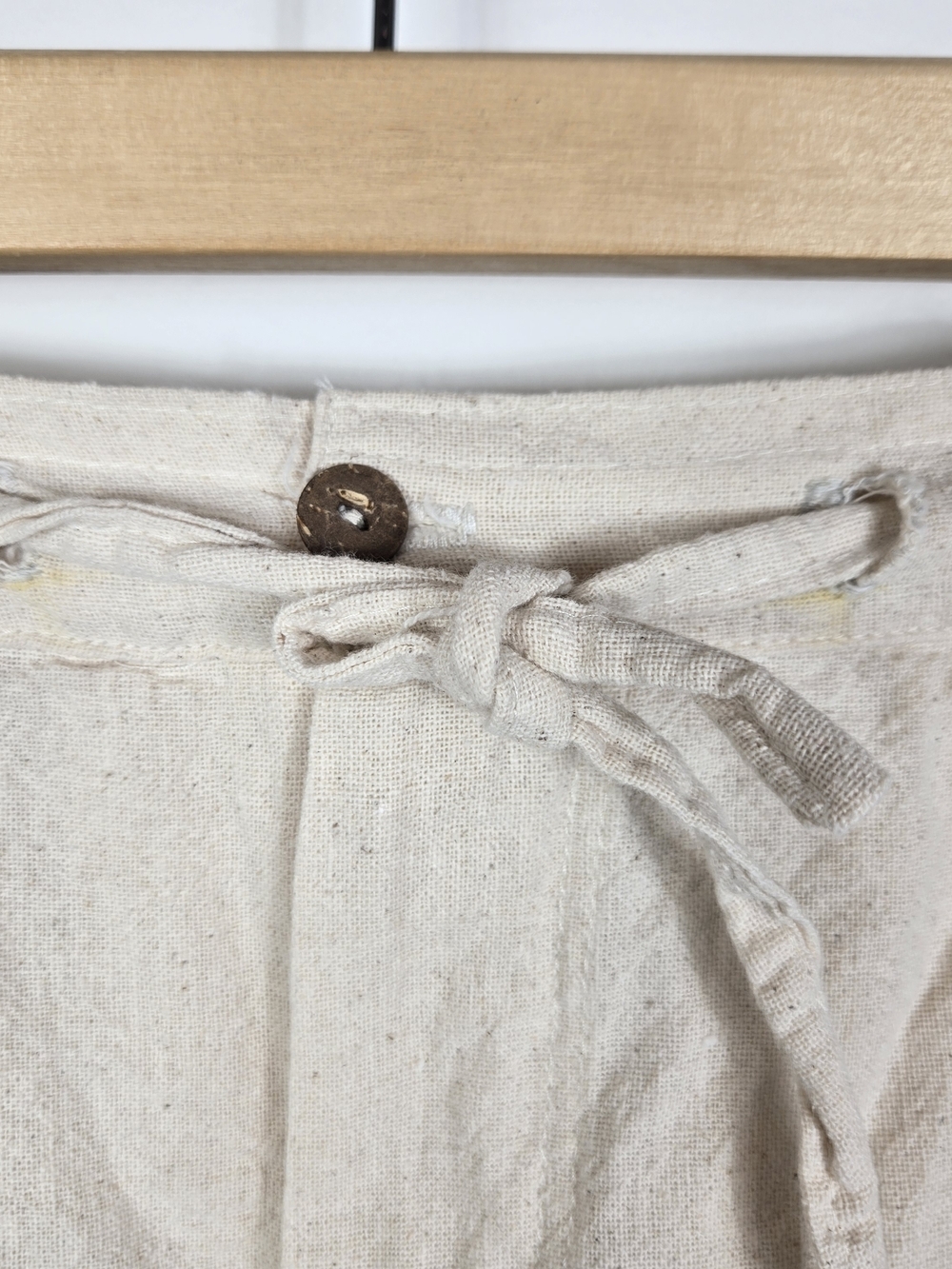 Casual Womens XL Cream Pants Drawstring Wide Leg 100% Cotton Beachy Euro Summer - Picture 5 of 9